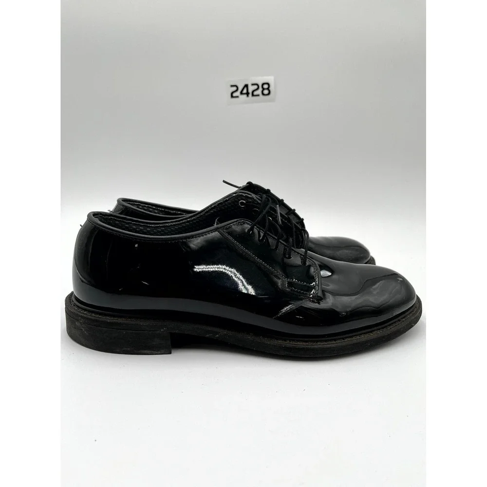 Altama 00941C Men's 9.5E‎ Dress Shoes Black Patent Leather Round Lace Up Oxfords